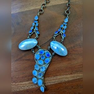 Moonstone & shell necklace - sterling silver